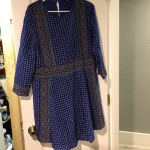 Madewell silk blue patterned dress